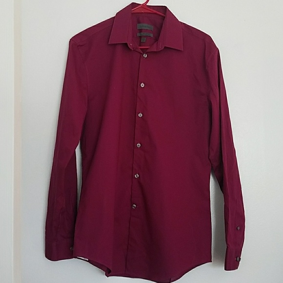 calvin klein burgundy dress shirt